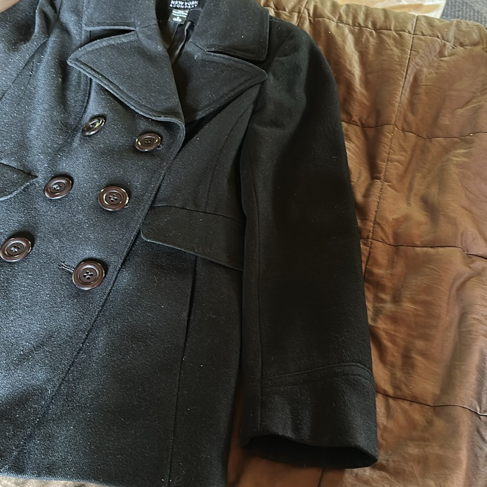 New York & Company Wool & Polyester Black Pea Coat - Picture 5 of 16
